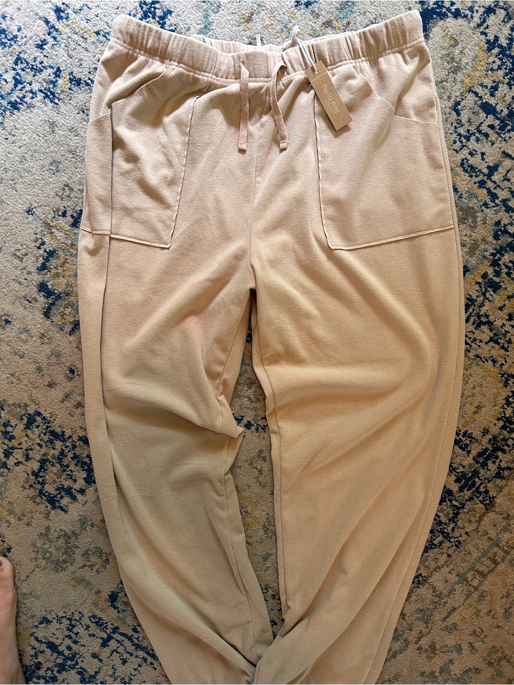 hello nite Relaxed Drawstring Joggers in Beige